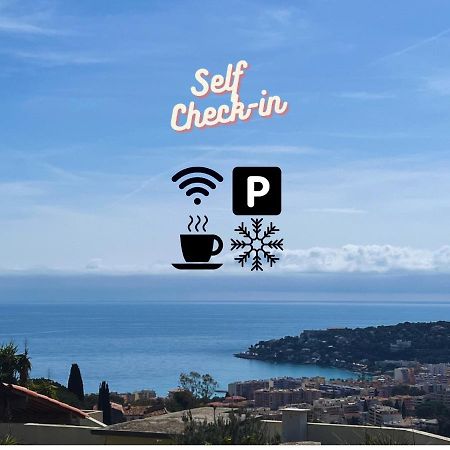 Charmant Studio Climatisé vue mer panoramique , Parking gratuit Mentone Esterno foto