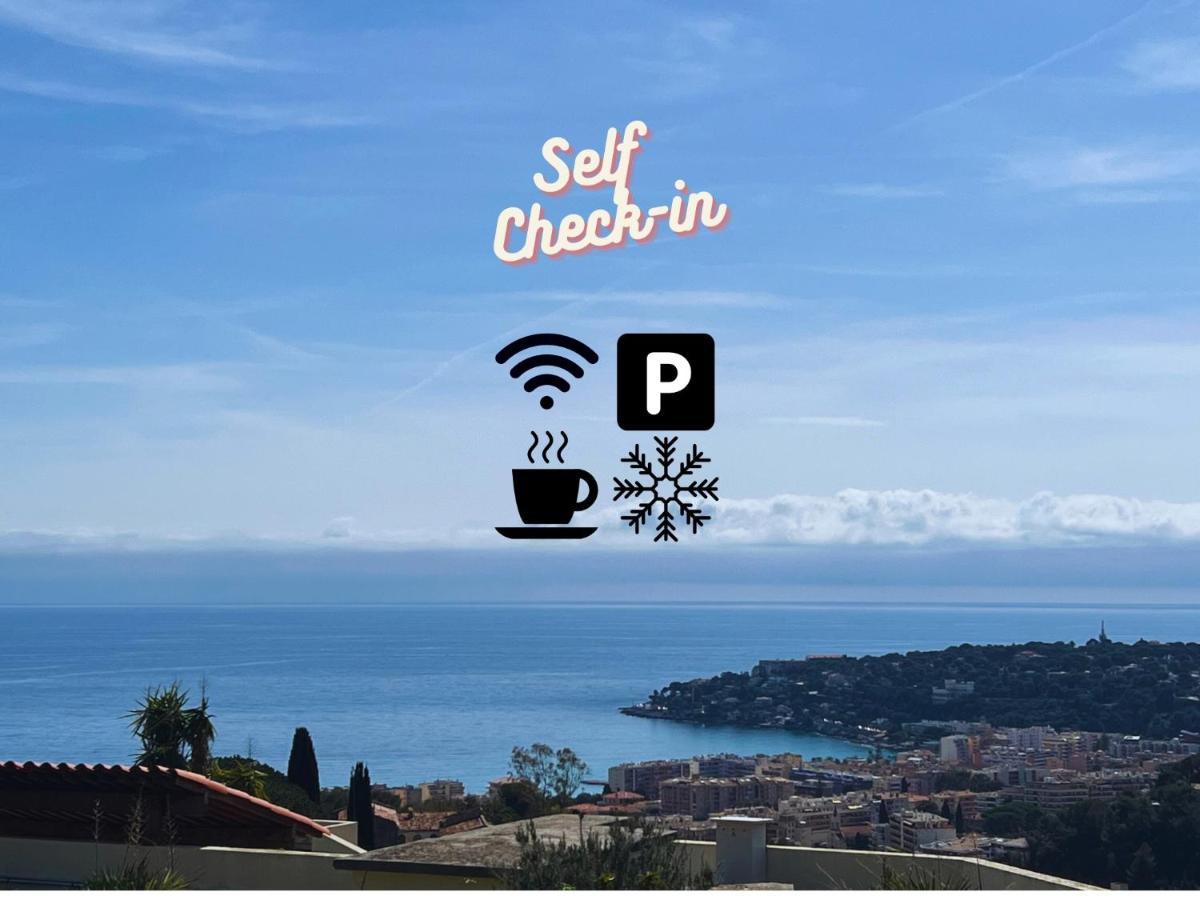 Charmant Studio Climatisé vue mer panoramique , Parking gratuit Mentone Esterno foto